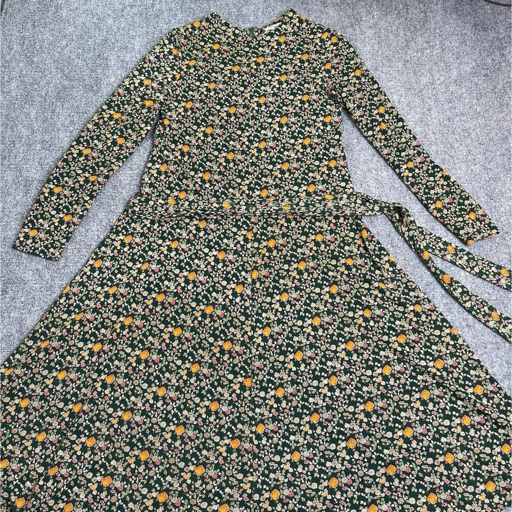 Diane Von Furstenberg Vintage Saks Fifth Avenue Knit Dress Size 8 Green Floral - Picture 11 of 16
